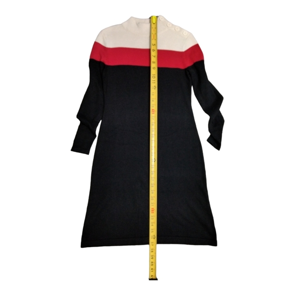 Talbots Colorblock Mock Neck Sz Petite P 4-6 Cashmere Blend Sweater Dress Long - Picture 9 of 16